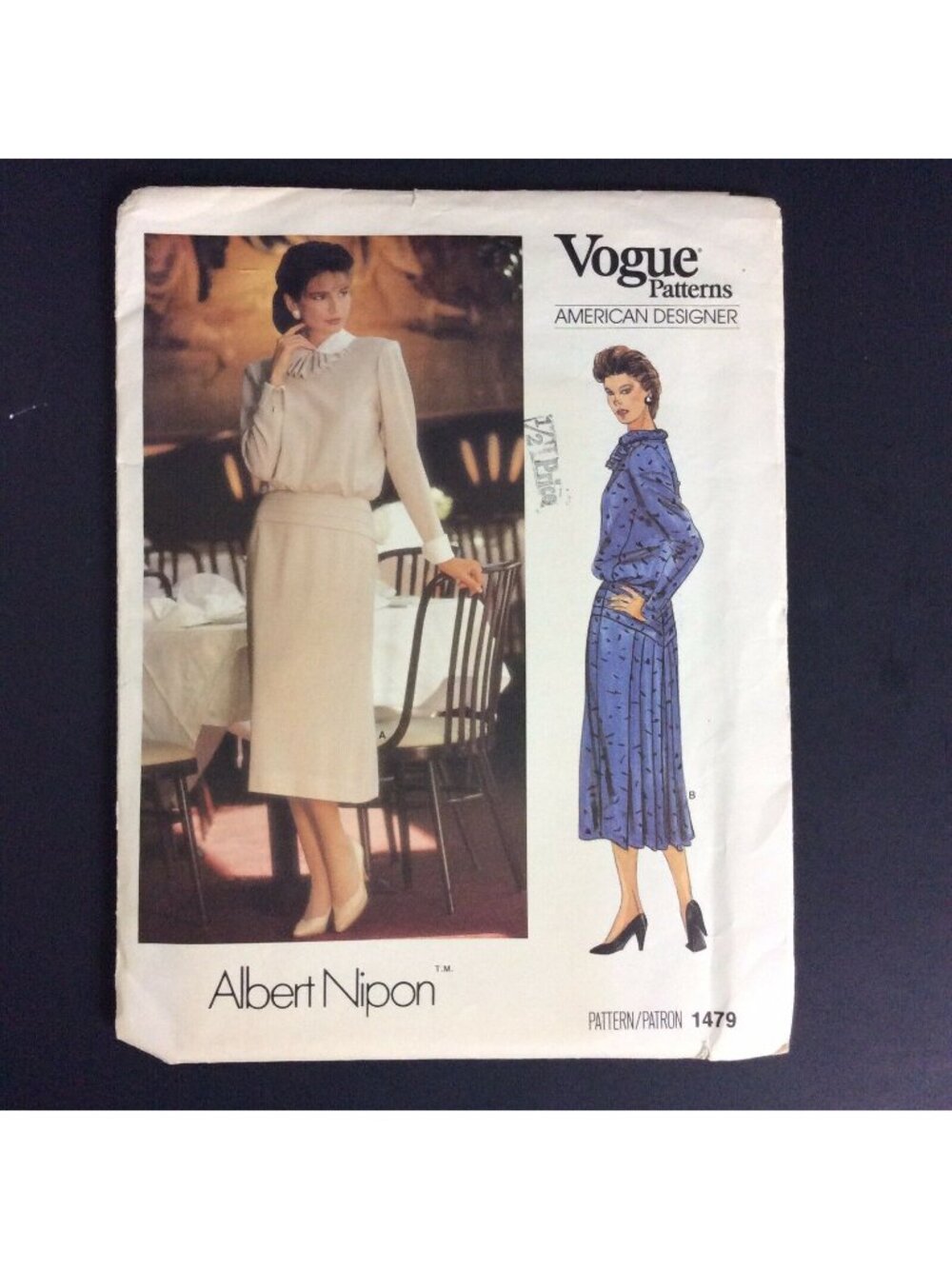 Vogue 1479 Sewing Pattern Albert Nipon Dress Size 10 American Designer 80s Uncut